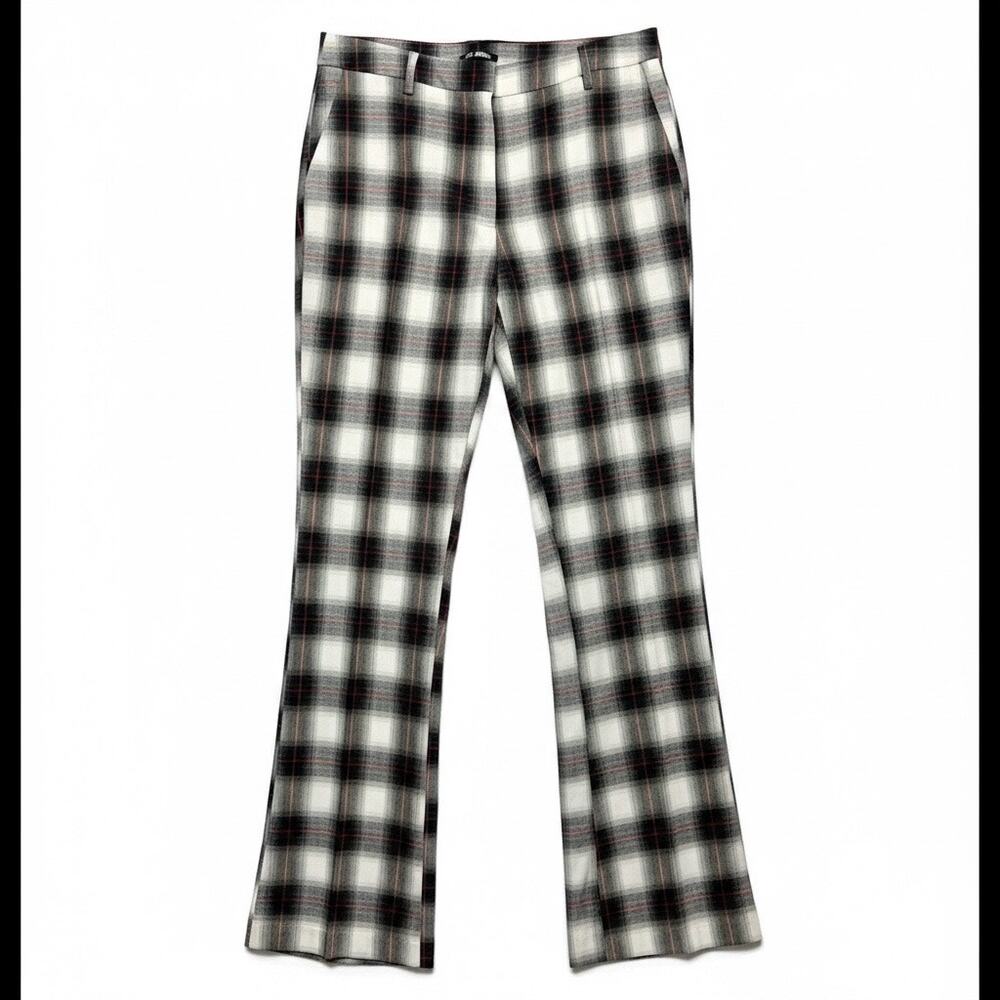Steve Madden Pants Plaid Black White Tartan Bootcut Flare NWT Trouser M (31x33)